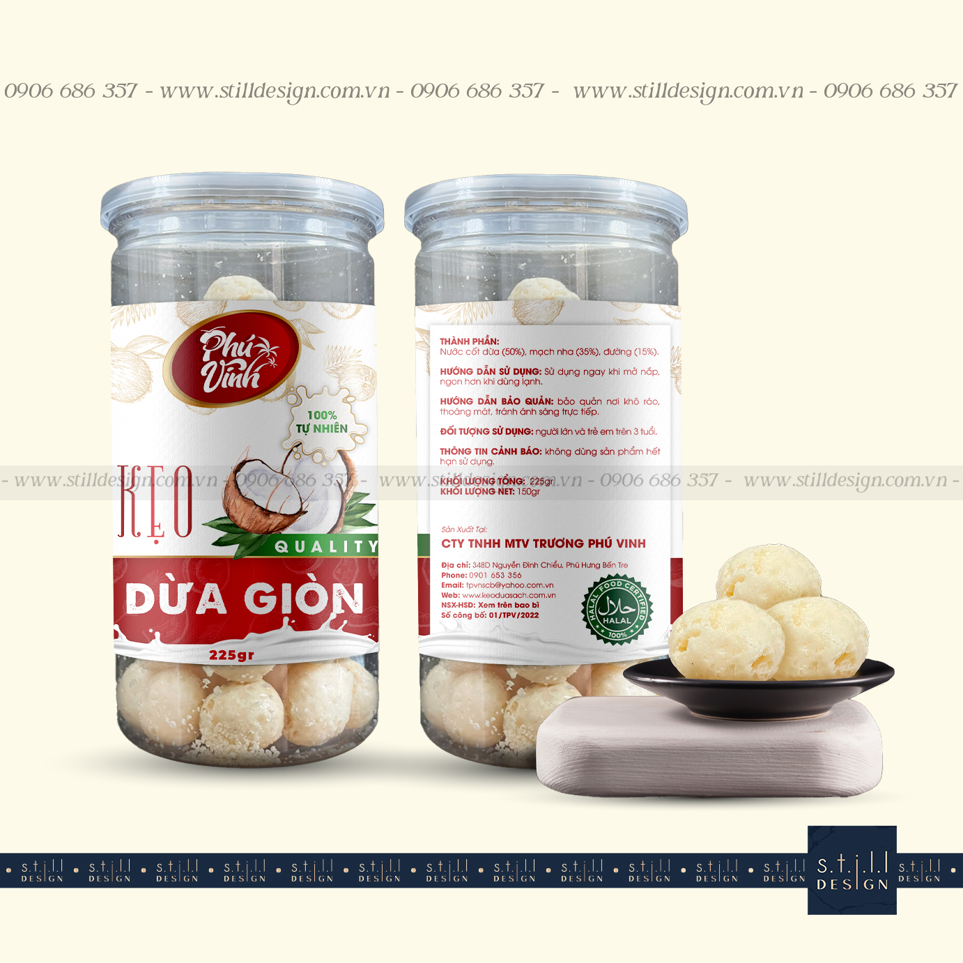 Thiết Kế Tem Dừa Sấy Giòn Phú Vinh