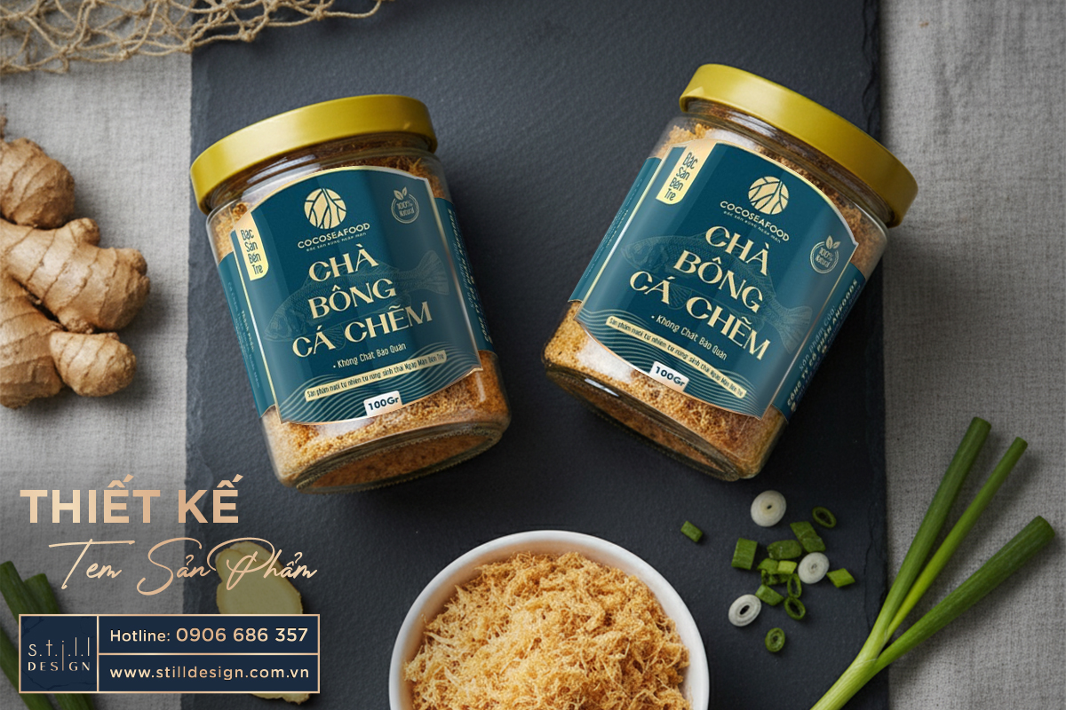 Thiết kế Tem Chà Bông Cá Chẽm Cocoseafood