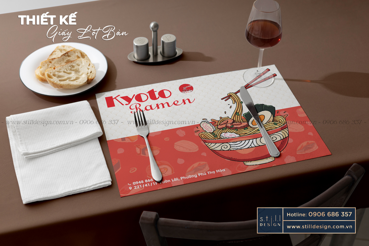 Thiết kế giấy lót bàn ăn cho nhà hàng – Case Kyoto Ramen