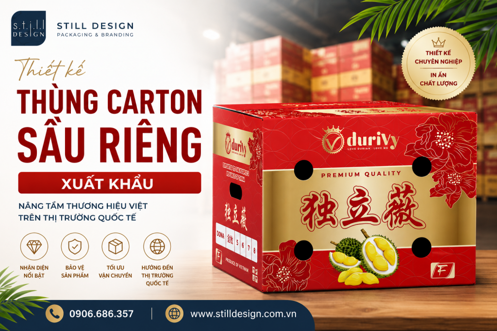 Thiết kế thùng sầu riêng xuất khẩu thực hiện bởi STill Design
