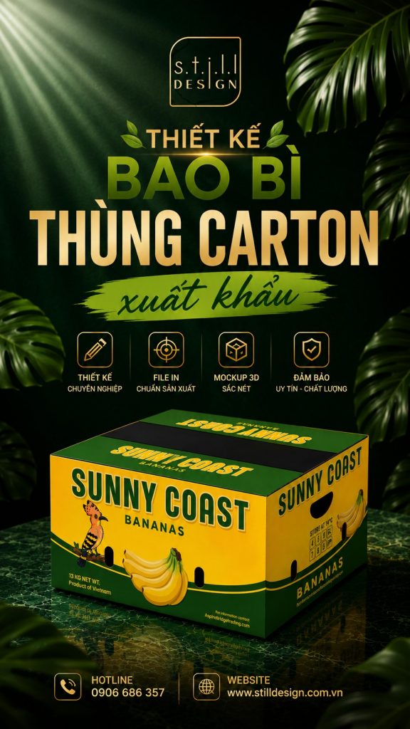 Thiết kế thùng trái cây xuất khẩu Thùng Chuối Sunny Coast​