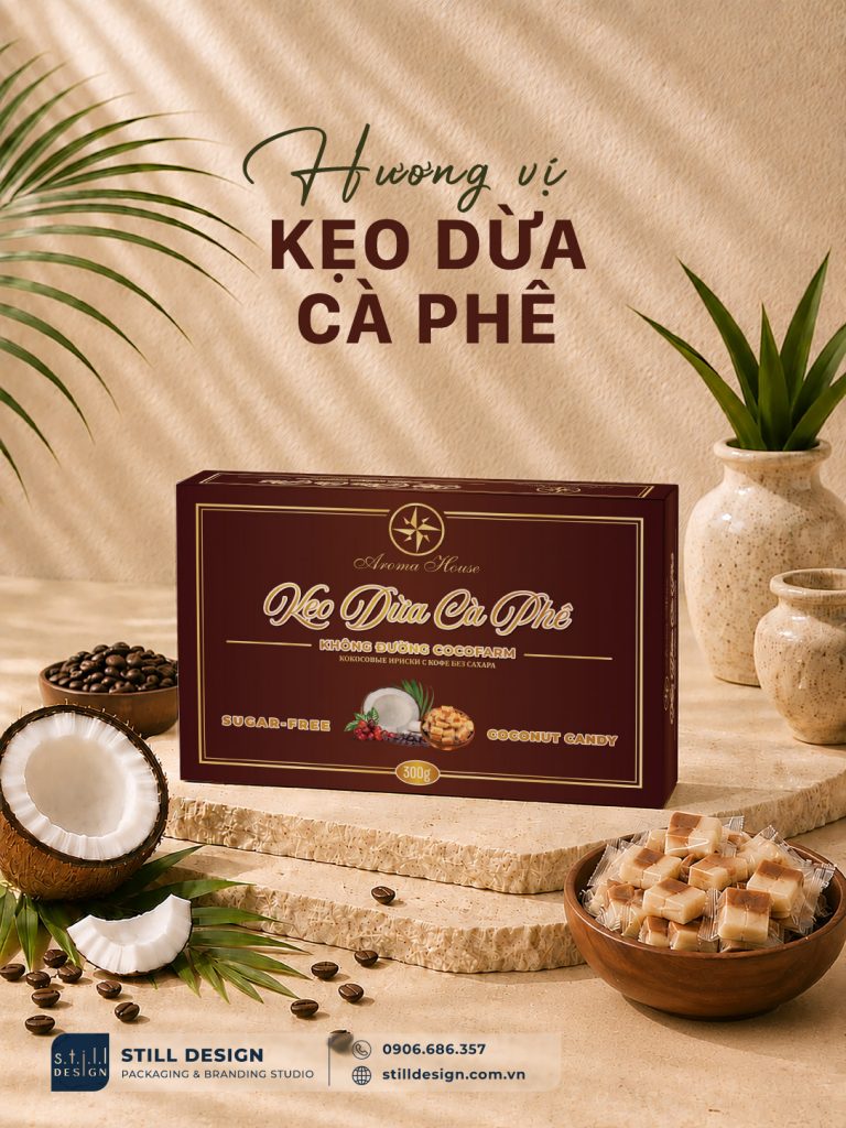 Kẹo dừa không đường Aroma thiết kế bởi Still Design