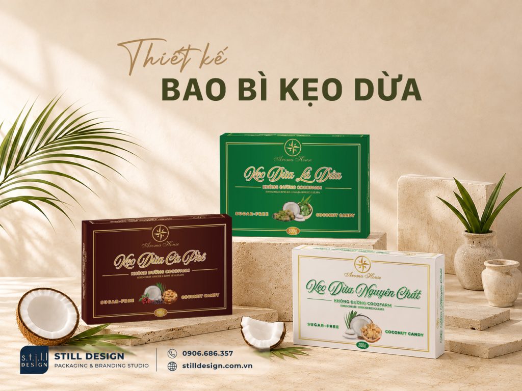 Kẹo dừa không đường Aroma thiết kế bởi Still Design