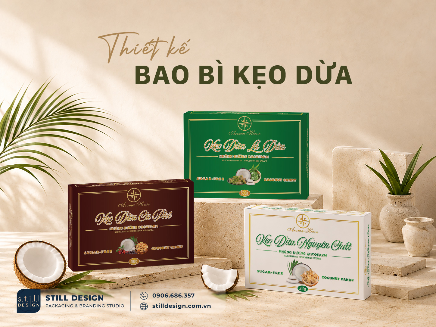 Kẹo dừa không đường Aroma thiết kế bởi Still Design
