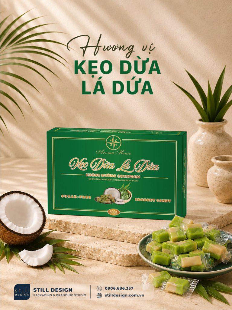 Kẹo dừa không đường Aroma thiết kế bởi Still Design