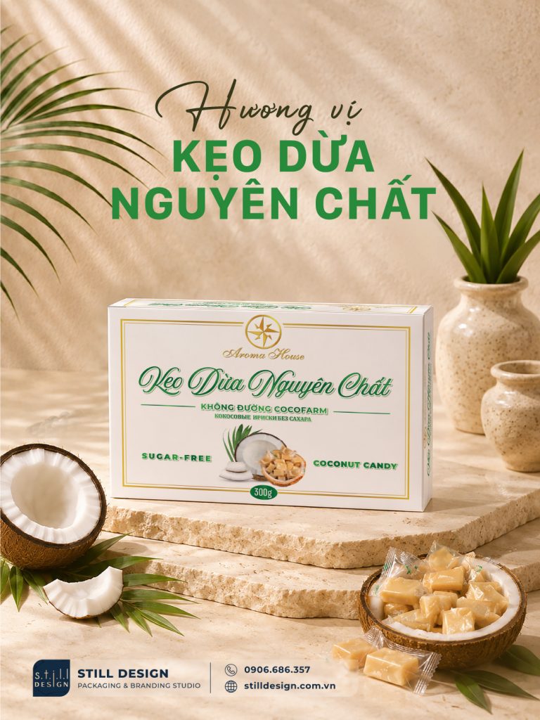 Kẹo dừa không đường Aroma thiết kế bởi Still Design
