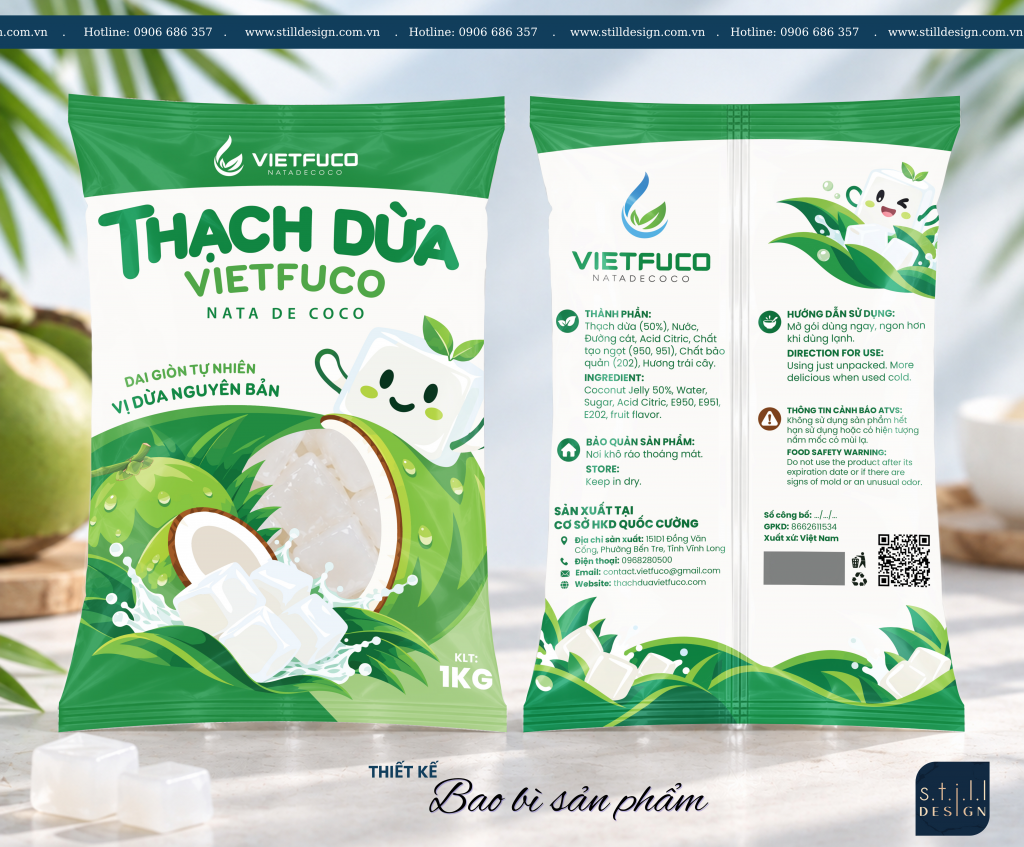 Thiết Kế Bao Bì Túi Nhựa Thạch Dừa Doanh Nghiệp VIETFUCO